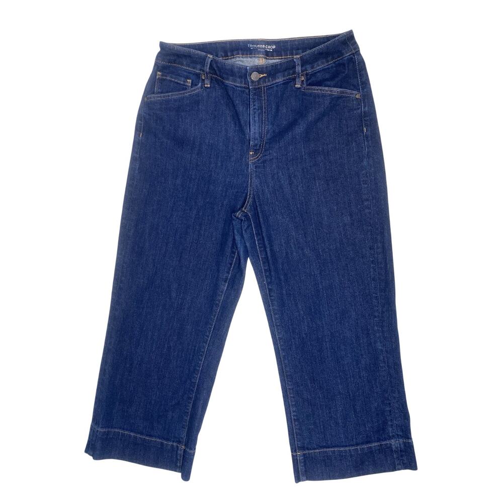 Chicos Jeans Womens Size 10 Trouser Crop High Rise Classic Casual Preppy Denim